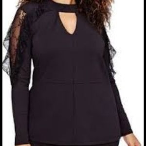 NWOT Michel Studio Lace Ruffle Shoulder Top